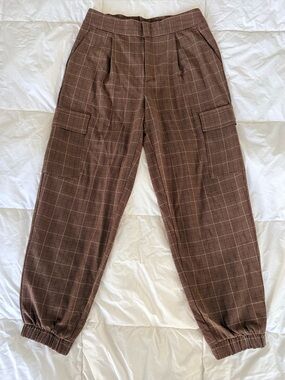 a new day Brown Plaid Cargo Jogger Pants